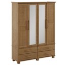 Ver imagem 7 de Guarda Roupa Solteiro com Espelho 4 Portas 4 Gavetas Madeira Maciça Zahav F06 Freijó - Lyam Decor