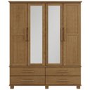 Ver imagem 2 de Guarda Roupa Solteiro com Espelho 4 Portas 4 Gavetas Madeira Maciça Zahav F06 Freijó - Lyam Decor