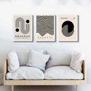 Ver imagem 2 de Kit 3 Quadros Arte Bauhaus - Preto e Branco 24x18cm:madeira Branca