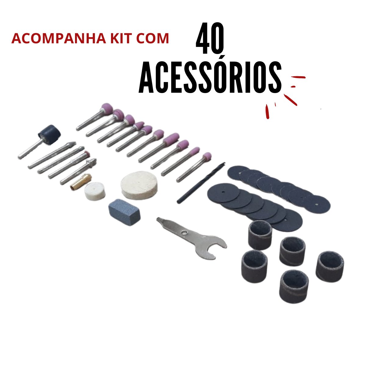 Kit Micro Retífica 40 Pçs Acessórios Ferramentas 250w C/ Maleta Retificadeira 110v Importway Iwkmr40 - 4