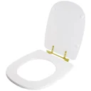 Ver imagem 1 de Tampa de Vaso Poliester Paris Branco para bacia Ideal Standard Com Ferragem Dourada