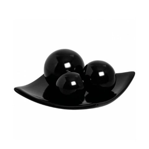 Centro de Mesa em Cerâmica Com 3 Esferas - Black