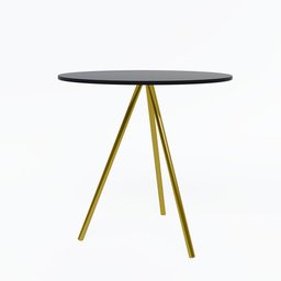 Mesa Lateral Decorativa Gabriela Base Dourada Tampo Redondo Preto - 2