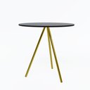 Ver imagem 2 de Mesa Lateral Decorativa Gabriela Base Dourada Tampo Redondo Preto