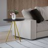 Mesa Lateral Decorativa Gabriela Base Dourada Tampo Redondo Preto - 1
