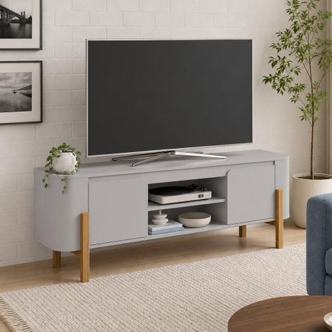 Rack para Sala de Estar TV 65 pol Orgânico 2 Portas 160cm Jaraguá B02 Off White - Lyam Decor