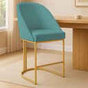 Ver imagem 2 de Banqueta Alta Bela Suede Base Metálica Industrial Dourado - Pallazio