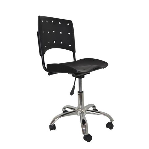 Cadeira Giratoria Ergoplax Secretaria Cromada - Preto