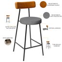 Ver imagem 4 de Kit 04 Banquetas Baixa Cozinha Sala Jantar Bancada Milão L02 Couríssimo Whisky Cinza Escuro - lyam d