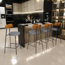 Ver imagem 2 de Kit 04 Banquetas Baixa Cozinha Sala Jantar Bancada Milão L02 Couríssimo Whisky Cinza Escuro - lyam d