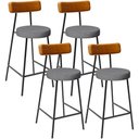 Ver imagem 1 de Kit 04 Banquetas Baixa Cozinha Sala Jantar Bancada Milão L02 Couríssimo Whisky Cinza Escuro - lyam d