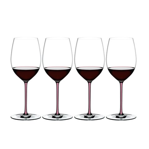 Kit 4 Taças Vinho Riedel Fatto a Mano Merlot Haste Colorida Cor:rosa