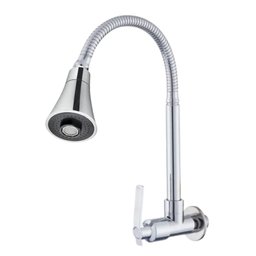 Torneira Cozinha Pia Gourmet Parede Flexível Metal Inox - 1