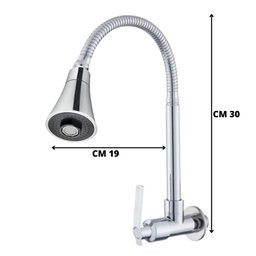 Torneira Cozinha Pia Gourmet Parede Flexível Metal Inox - 4