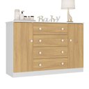 Ver imagem 2 de Cômoda Infantil 125cm 2 Portas e 4 Gavetas Encanto Multimóveis Mp4450 Branco/madeirado