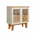 Ver imagem 2 de Aparador Balcão Buffet Krypton 2 Portas Reflecta com LED Yescasa Amadeirado/Marrom/Offwhite