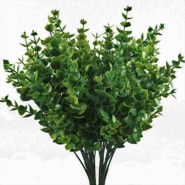 Kit 10 galhos de plantas decorativas eucaliptos artificiais Cor:Verde - 2