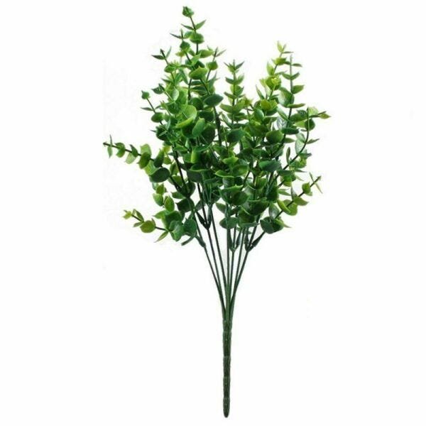 Kit 5 galhos de folhagem eucalipto artificial para enfeite Cor:Verde