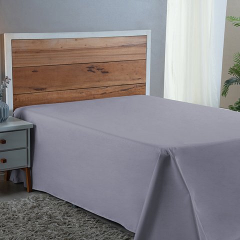 Lençol Casal Algodão 300 Fios Forro de Cama Box sem Elástico Virol:cinza