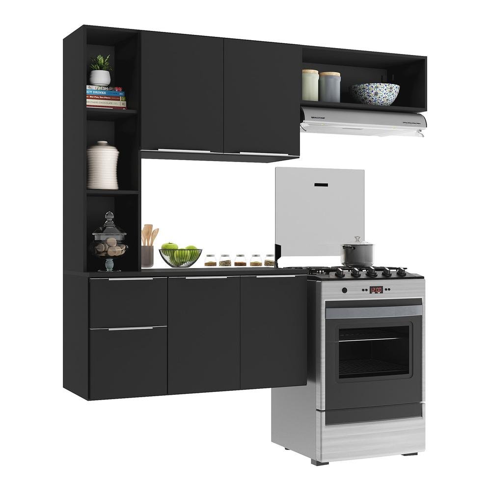 Cozinha Compacta com Armário e Balcão Mp2001 Sofia Multimóveis Preta - 2