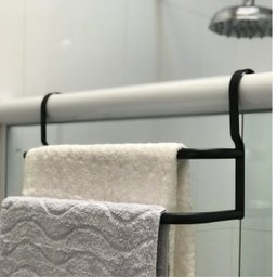 Porta Toalhas Duplo Toalheiro Para Box Preto Fosco 60cm - 3