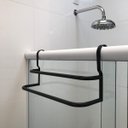 Ver imagem 2 de Porta Toalhas Duplo Toalheiro Para Box Preto Fosco 60cm