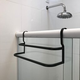 Porta Toalhas Duplo Toalheiro Para Box Preto Fosco 60cm - 2