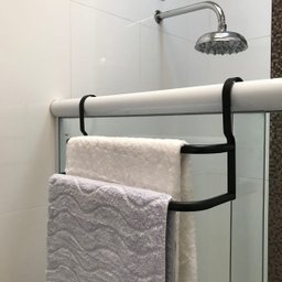 Porta Toalhas Duplo Toalheiro Para Box Preto Fosco 60cm - 1