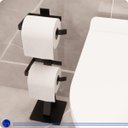 Ver imagem 1 de Porta Papel Higiênico Piso Chão Duplo Estilo Moderno Lavabos Banheiros Anti Ferrugem Base Silicone