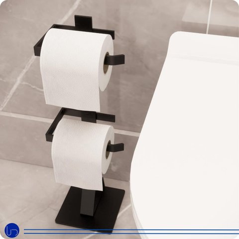 Porta Papel Higiênico Piso Chão Duplo Estilo Moderno Lavabos Banheiros Anti Ferrugem Base Silicone