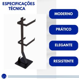 Porta Papel Higiênico Piso Chão Duplo Estilo Moderno Lavabos Banheiros Anti Ferrugem Base Silicone - 6