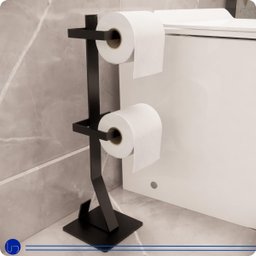 Porta Papel Higiênico Piso Chão Duplo Estilo Moderno Lavabos Banheiros Anti Ferrugem Base Silicone - 8