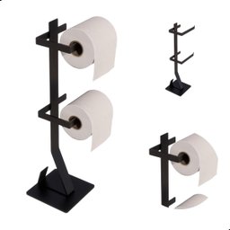 Porta Papel Higiênico Piso Chão Duplo Estilo Moderno Lavabos Banheiros Anti Ferrugem Base Silicone - 2