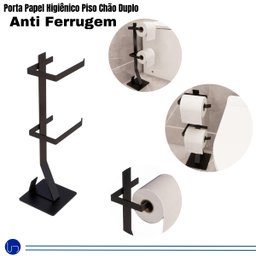 Porta Papel Higiênico Piso Chão Duplo Estilo Moderno Lavabos Banheiros Anti Ferrugem Base Silicone - 3