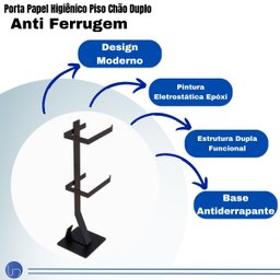 Porta Papel Higiênico Piso Chão Duplo Estilo Moderno Lavabos Banheiros Anti Ferrugem Base Silicone - 4