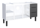Ver imagem 4 de Gabinete Armário Cozinha Jupter 1.50 Mt 100% Aço P/ Pia -balção -3 Portas- 3 Gavetas:branco/preto