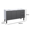 Ver imagem 3 de Gabinete Armário Cozinha Jupter 1.50 Mt 100% Aço P/ Pia -balção -3 Portas- 3 Gavetas:branco/preto