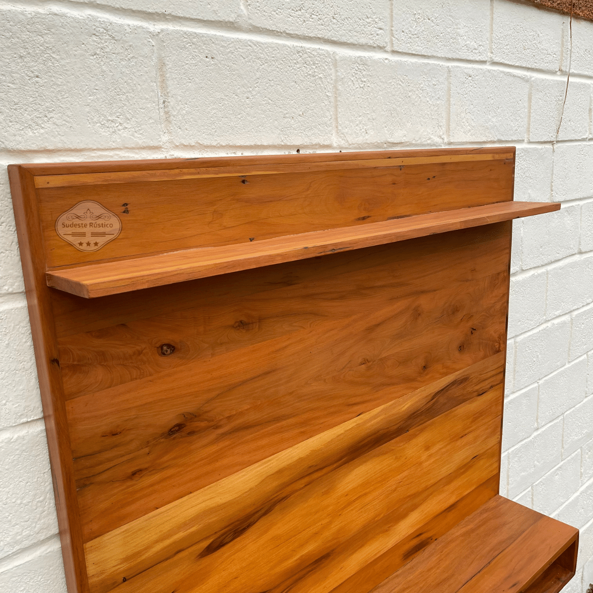 Painel em Madeira de Demolição 133 X 133 com Prateleira e Nicho Peroba Rosa Sudeste Rústico - 4