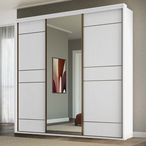 Guarda Roupa Casal 3 Portas 1 Espelho 100% Mdf Qualitá Belmax