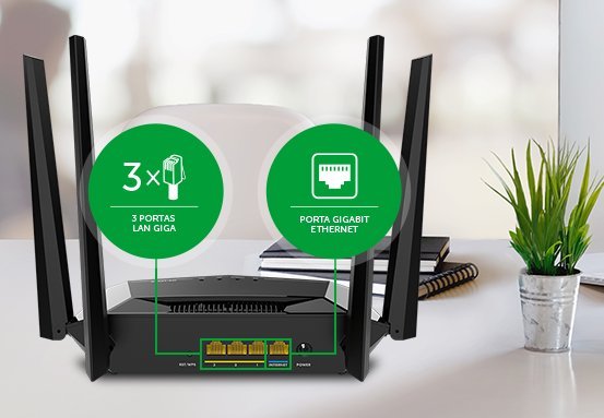 Roteador Wifi 5 Dual Band AC1200 Wi-Force Intelbras W5-1200G Repetidor Wireless 2,4GHZ E 5GHz Portas - 9