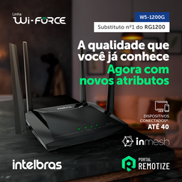 Roteador Wifi 5 Dual Band AC1200 Wi-Force Intelbras W5-1200G Repetidor Wireless 2,4GHZ E 5GHz Portas - 7
