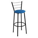 Ver imagem 1 de Banqueta Alta Preta com Encosto Assento Azul Jaddi