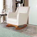 Ver imagem 2 de Poltrona Amamentação Aquila Balanço com Puff Suede Bege Ideal Moveis