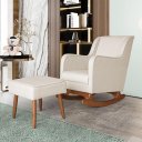 Ver imagem 1 de Poltrona Amamentação Aquila Balanço com Puff Suede Bege Ideal Moveis