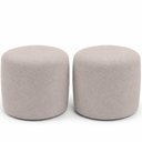 Ver imagem 2 de Kit 02 Puffs Redondo 50cm Sala de Estar Living Coliseu W01 Bouclê Bege - Lyam Decor