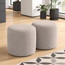 Ver imagem 1 de Kit 02 Puffs Redondo 50cm Sala de Estar Living Coliseu W01 Bouclê Bege - Lyam Decor