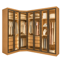 Ver imagem 1 de Guarda-Roupa Modulado Reflecta com LED Canto Oblíquo 7 Portas 6 Gavetas MDF Cairo Marrom/Cinamomo