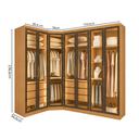 Ver imagem 2 de Guarda-Roupa Modulado Reflecta com LED Canto Oblíquo 7 Portas 6 Gavetas MDF Cairo Marrom/Cinamomo