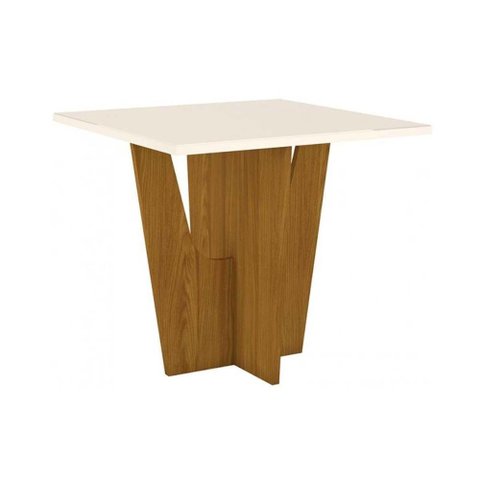 Mesa de Sala Jantar Vértice + Tampo Madeirado 90x90cm Nature/off White - Henn