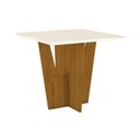 Ver imagem 1 de Mesa de Sala Jantar Vértice + Tampo Madeirado 90x90cm Nature/off White - Henn